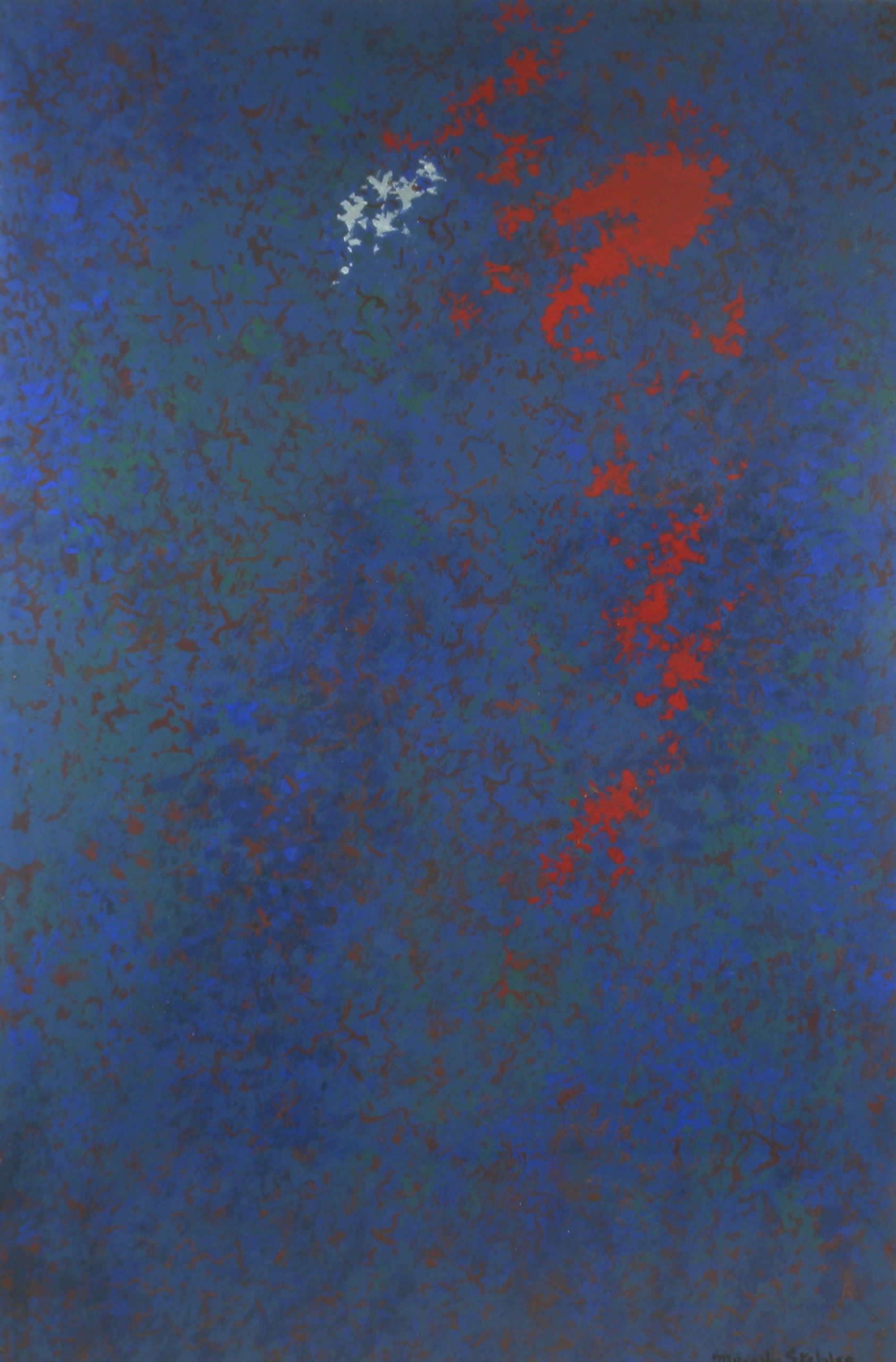 Comp. Bleu + Rouge  – Cire, Papier, 74x49 cm