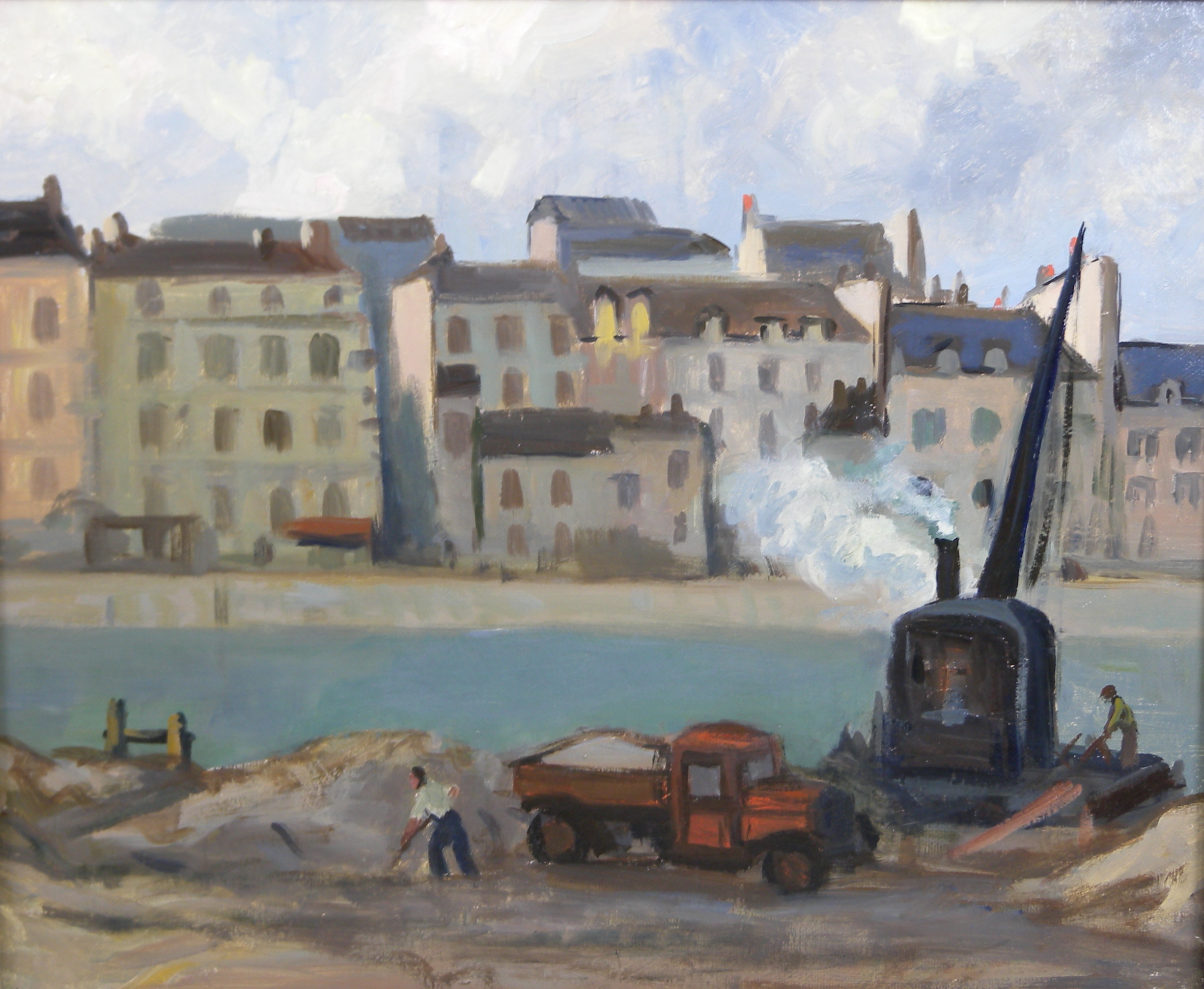 Chantier au bord de la Seine 1942 – Huile, Toile, 46x55 cm