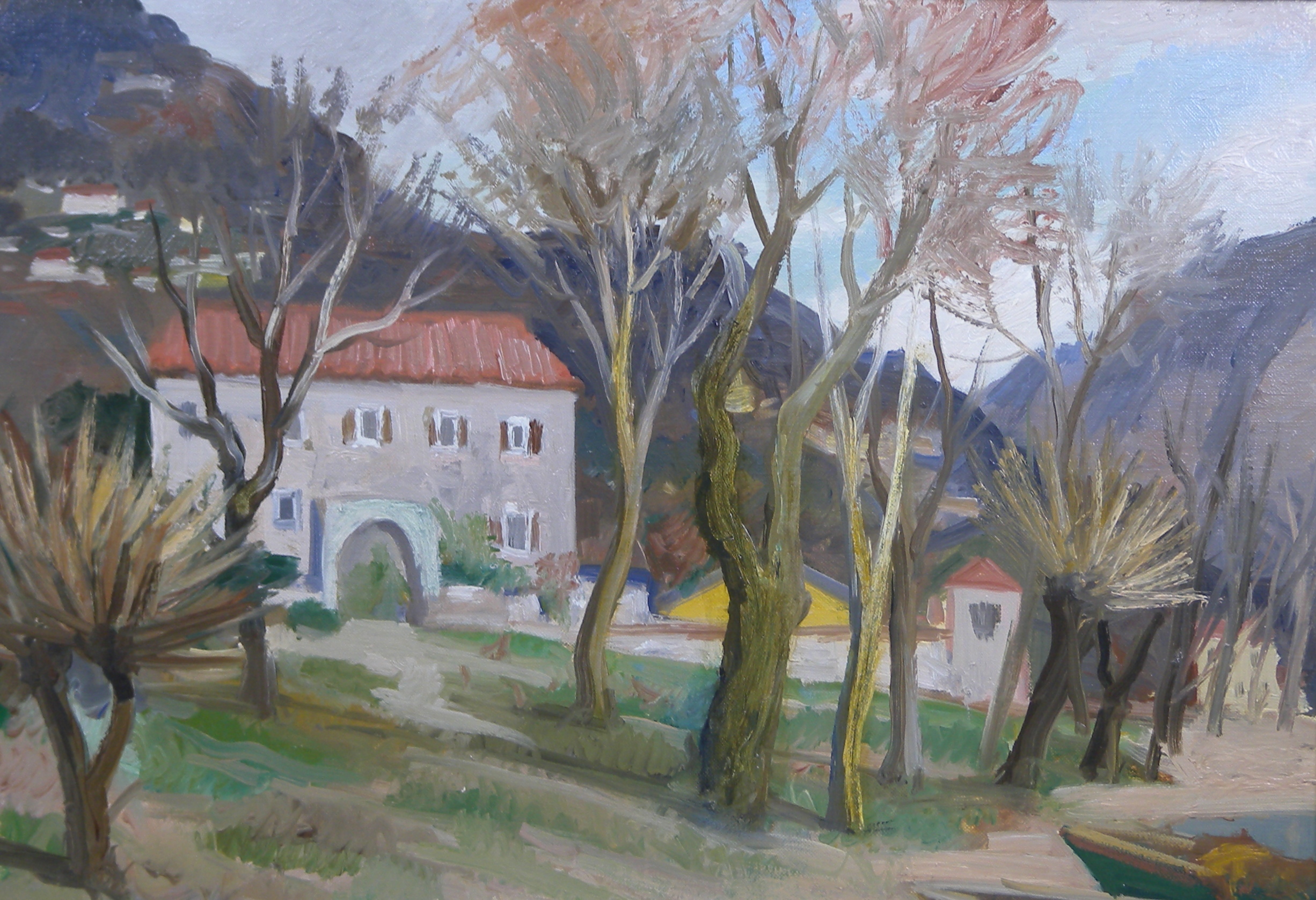 Village au Tessin 1943 – Huile, Toile, 38x55 cm