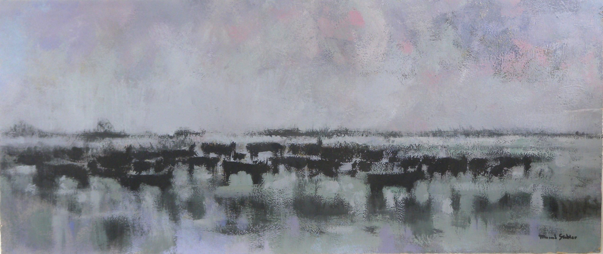 Manade 1966 – Cire, Papier, 32.5x76 cm