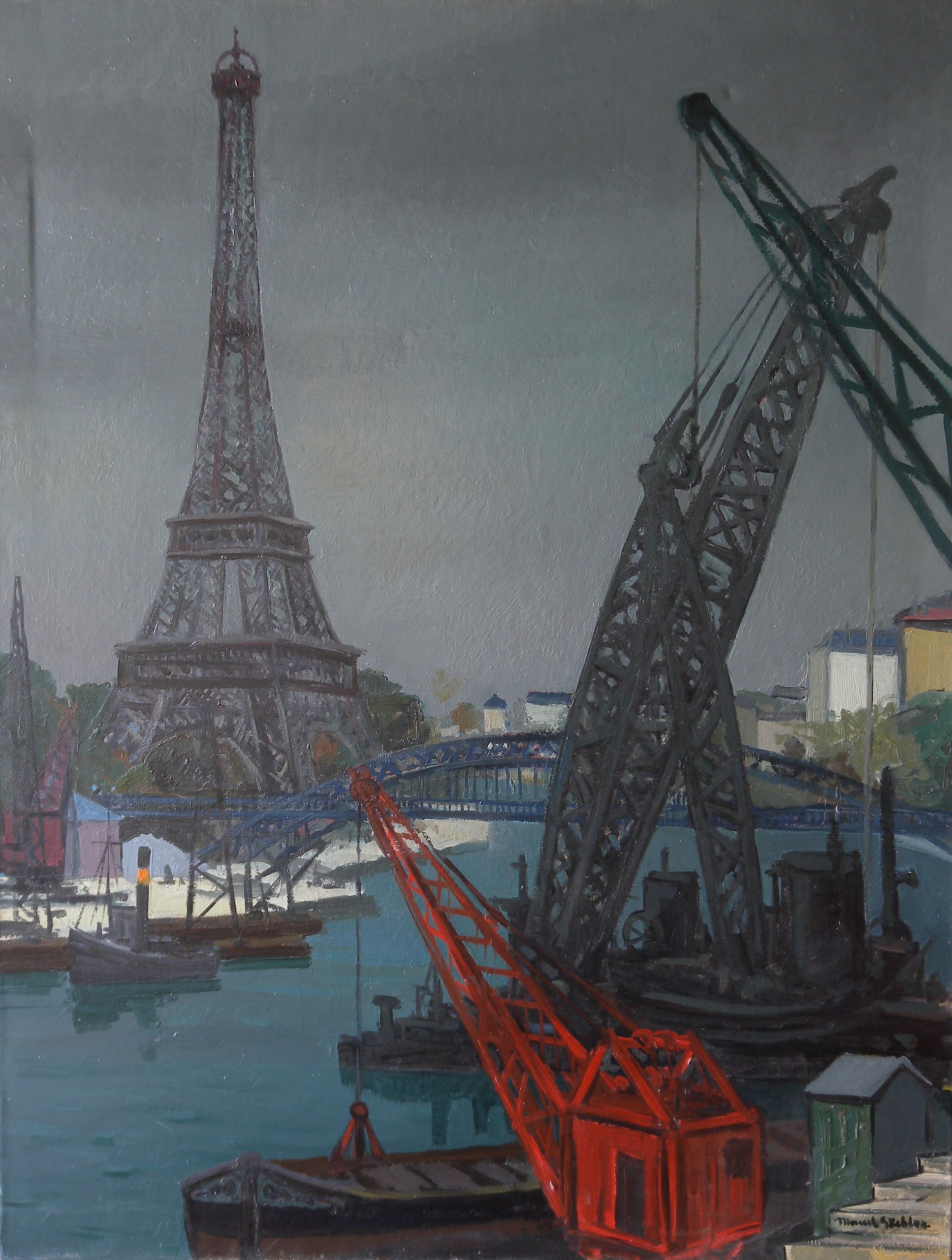 Seine à Paris 1957 – Huile, Toile, 116x89 cm
