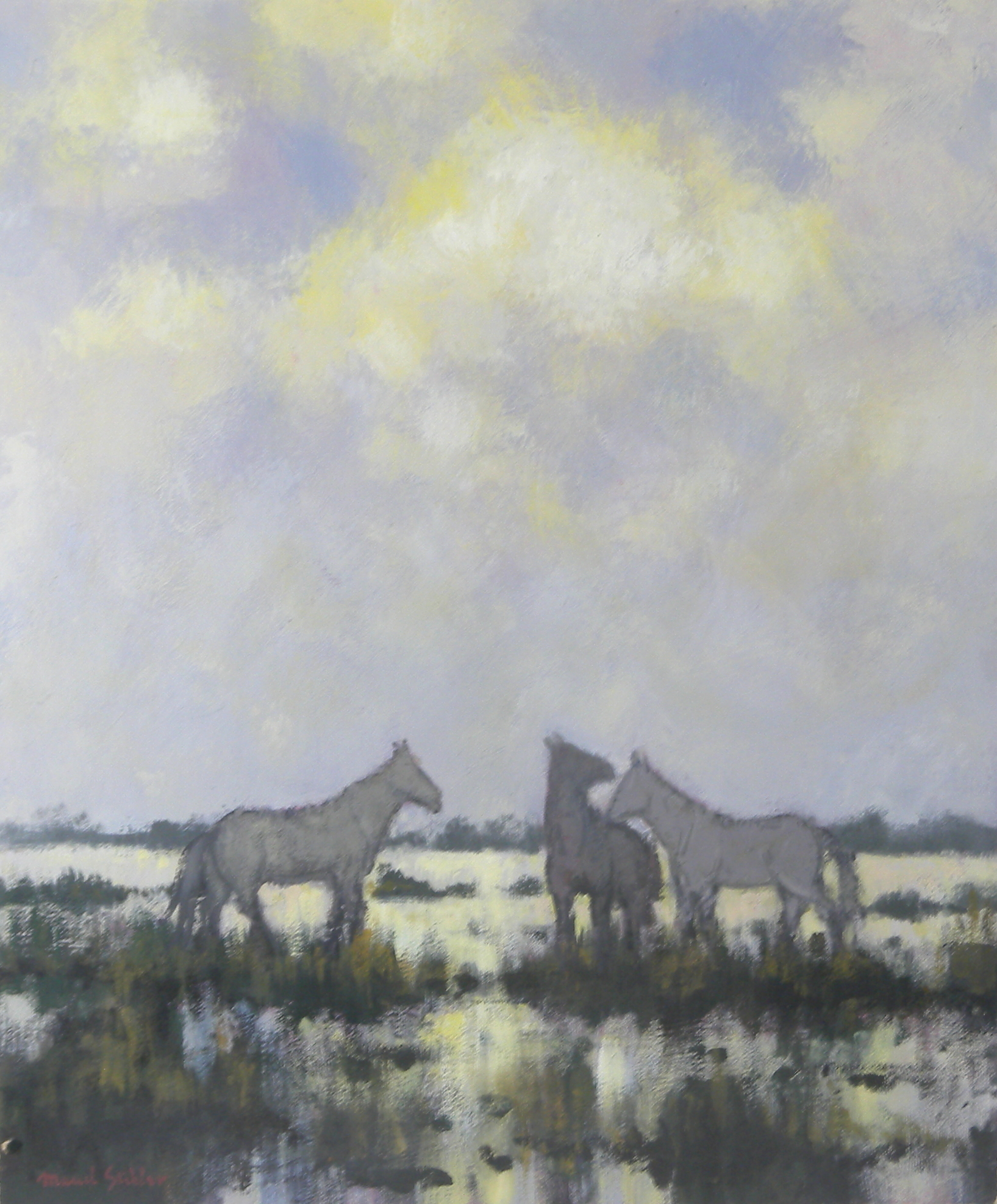 La Camargue Années 1960 – Cire, Papier, 55x46 cm