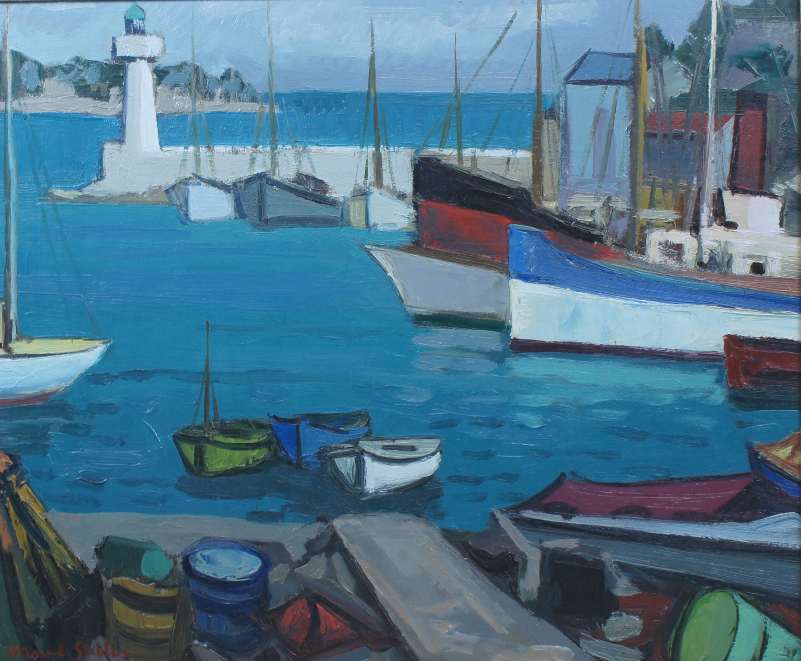 Le Port Années 1950 – Huile, Toile, 46x55 cm