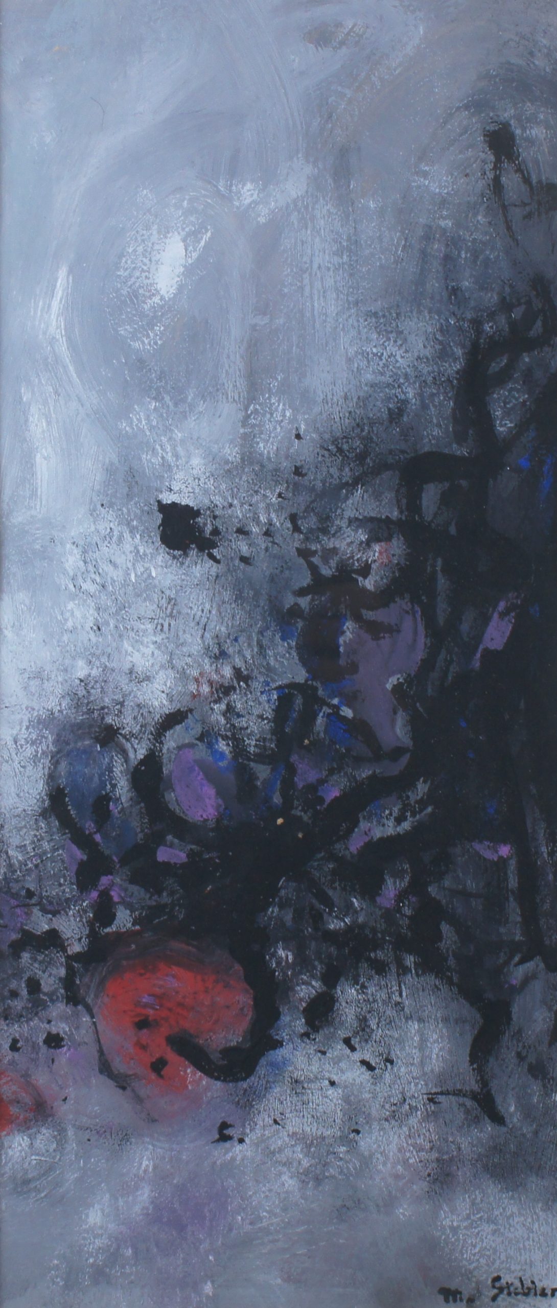 Composition 1960 – Cire, Papier, 44x19 cm