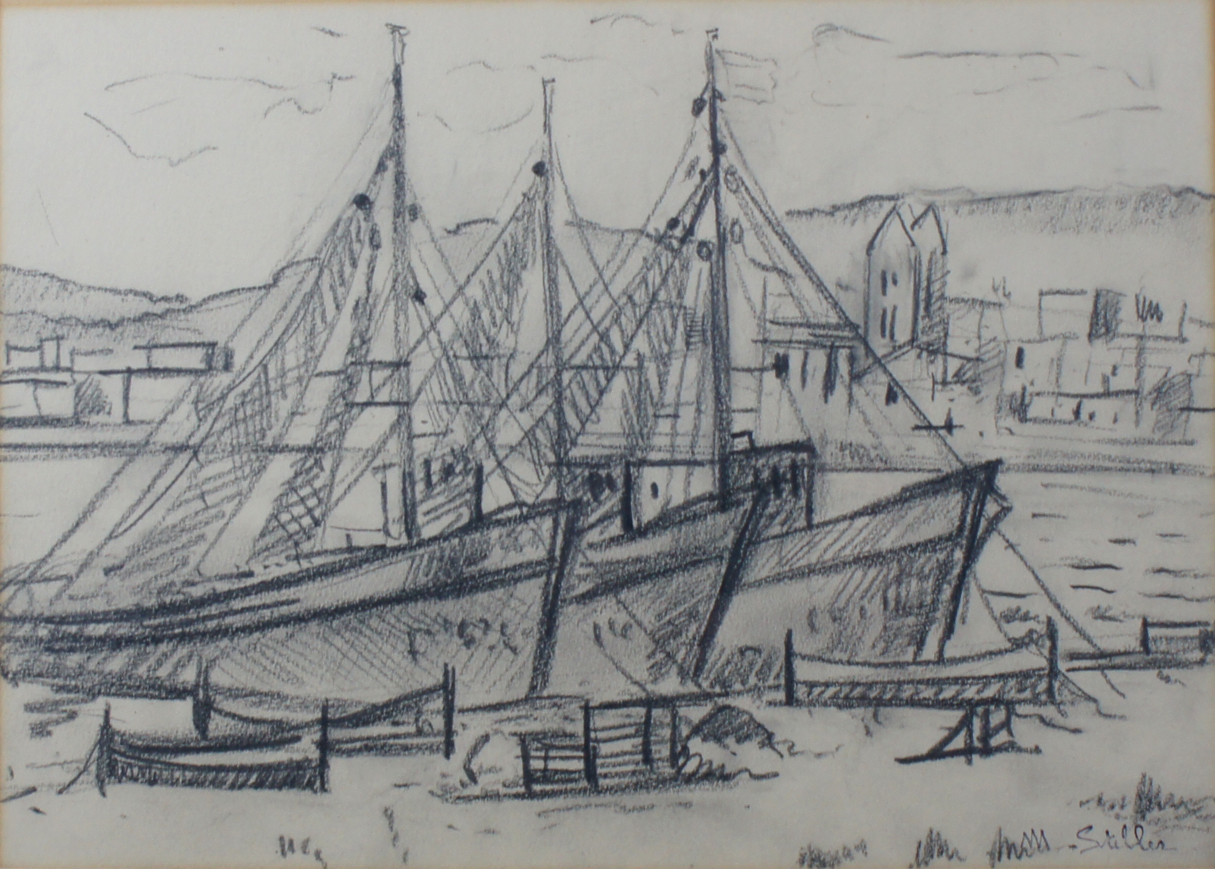 Port de pêche  – Crayon, 24x33 cm