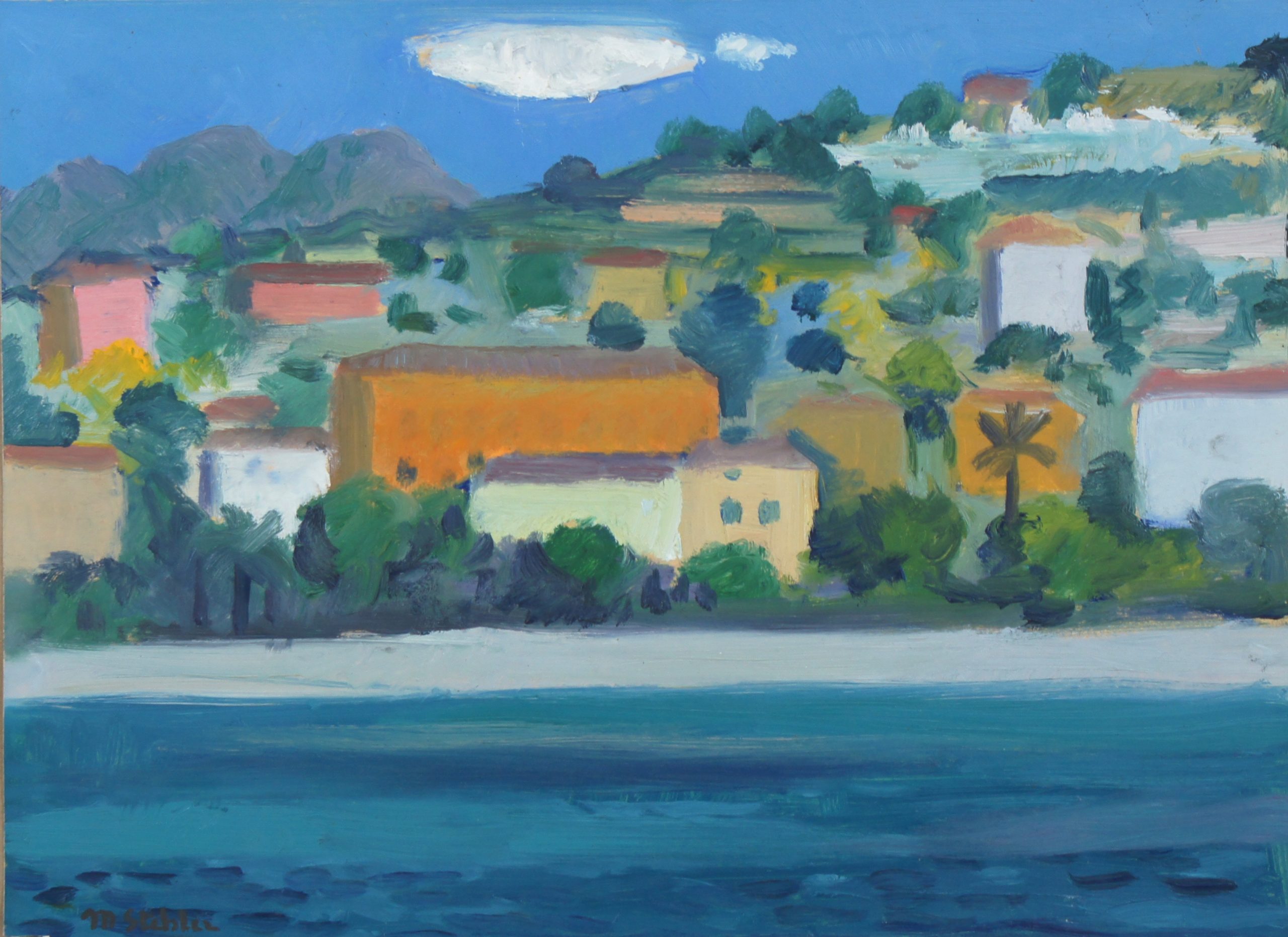 Paysage  – Huile, Papier, 33x45.5 cm