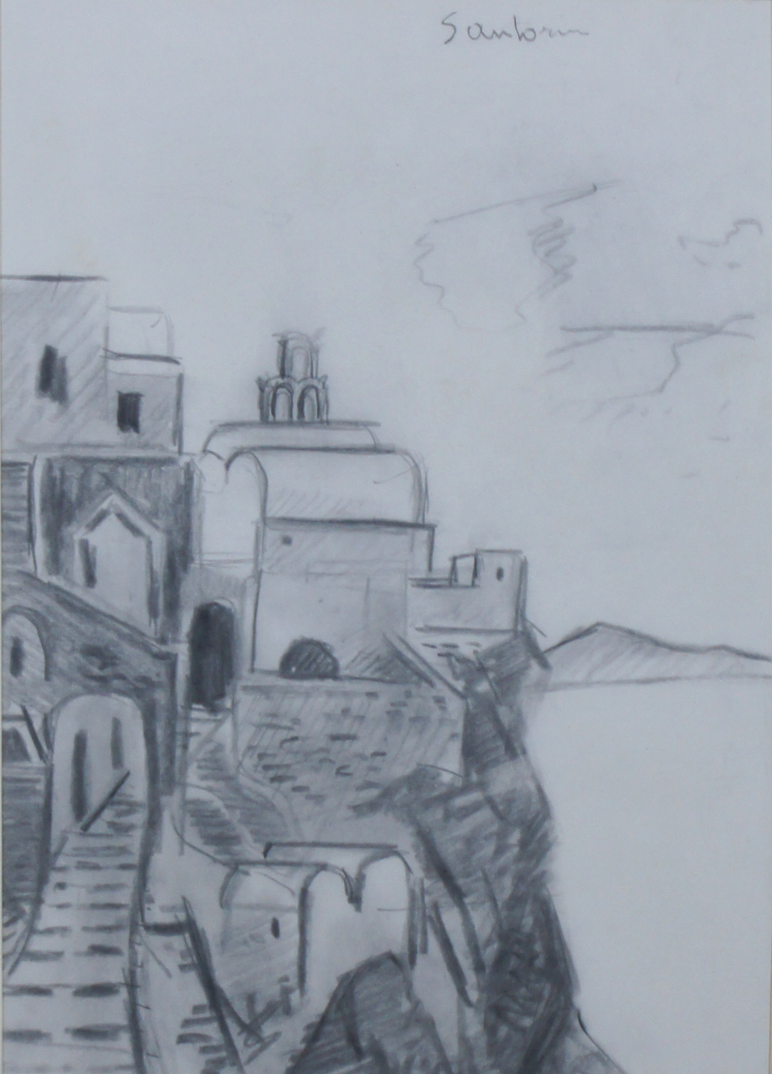 Santorin (Grèce)  – Crayon, 37x23.5 cm