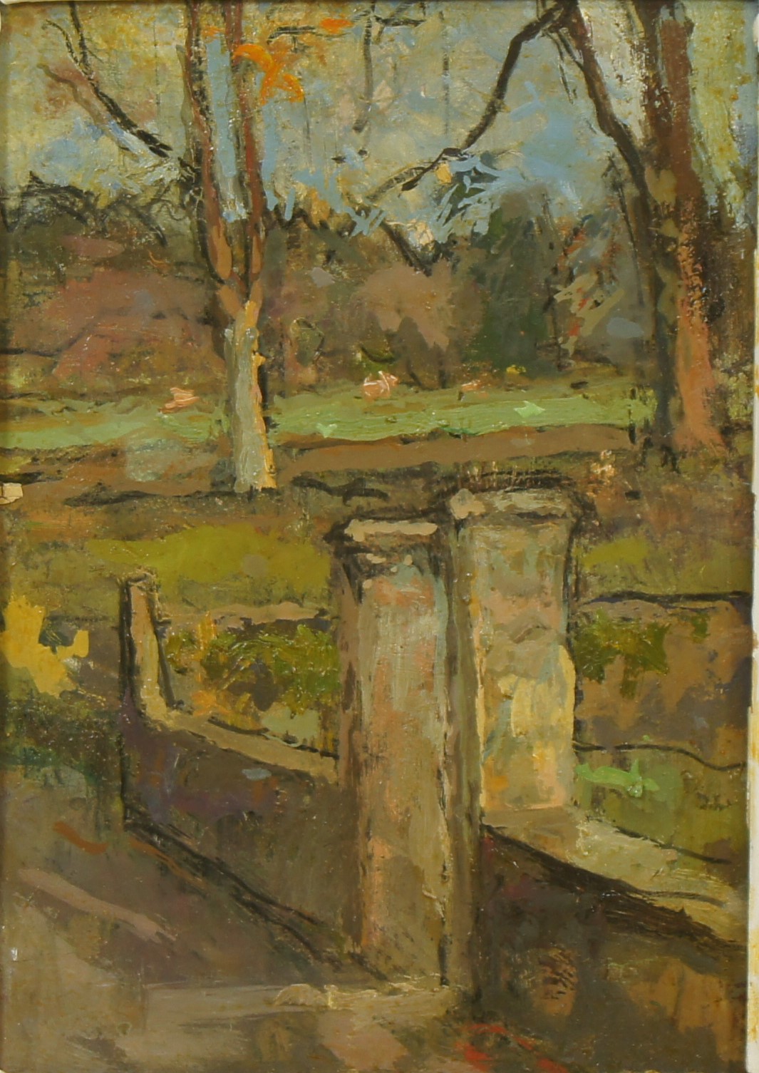 <i>Entrée d'un jardin</i>  – Huile, Carton, 18x13 cm