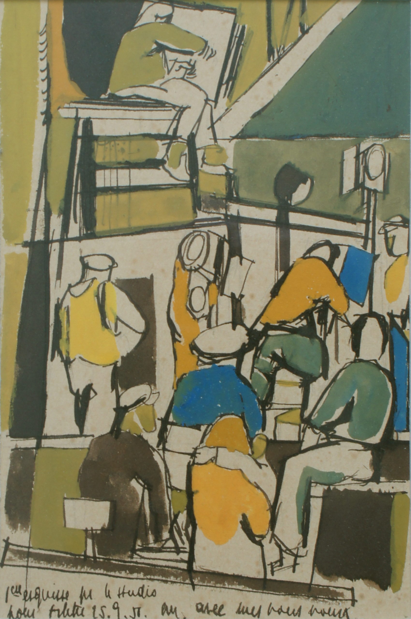 1ère esquisse pour le studio 1956 – Gouache, Encre, 20.5x14 cm
