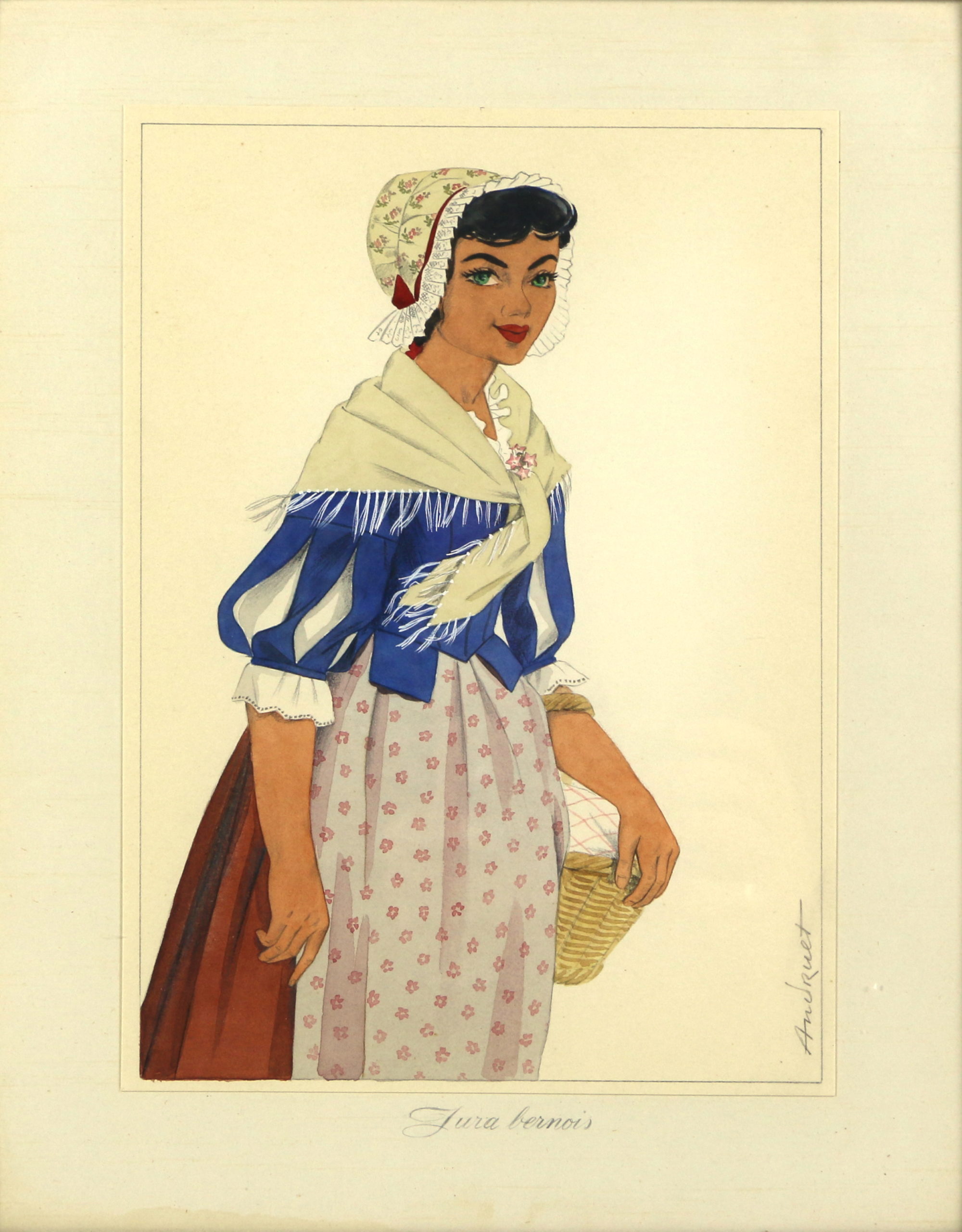 <i>Costume traditionnel Jura bernois</i>  – Gouache, 24.5x17 cm