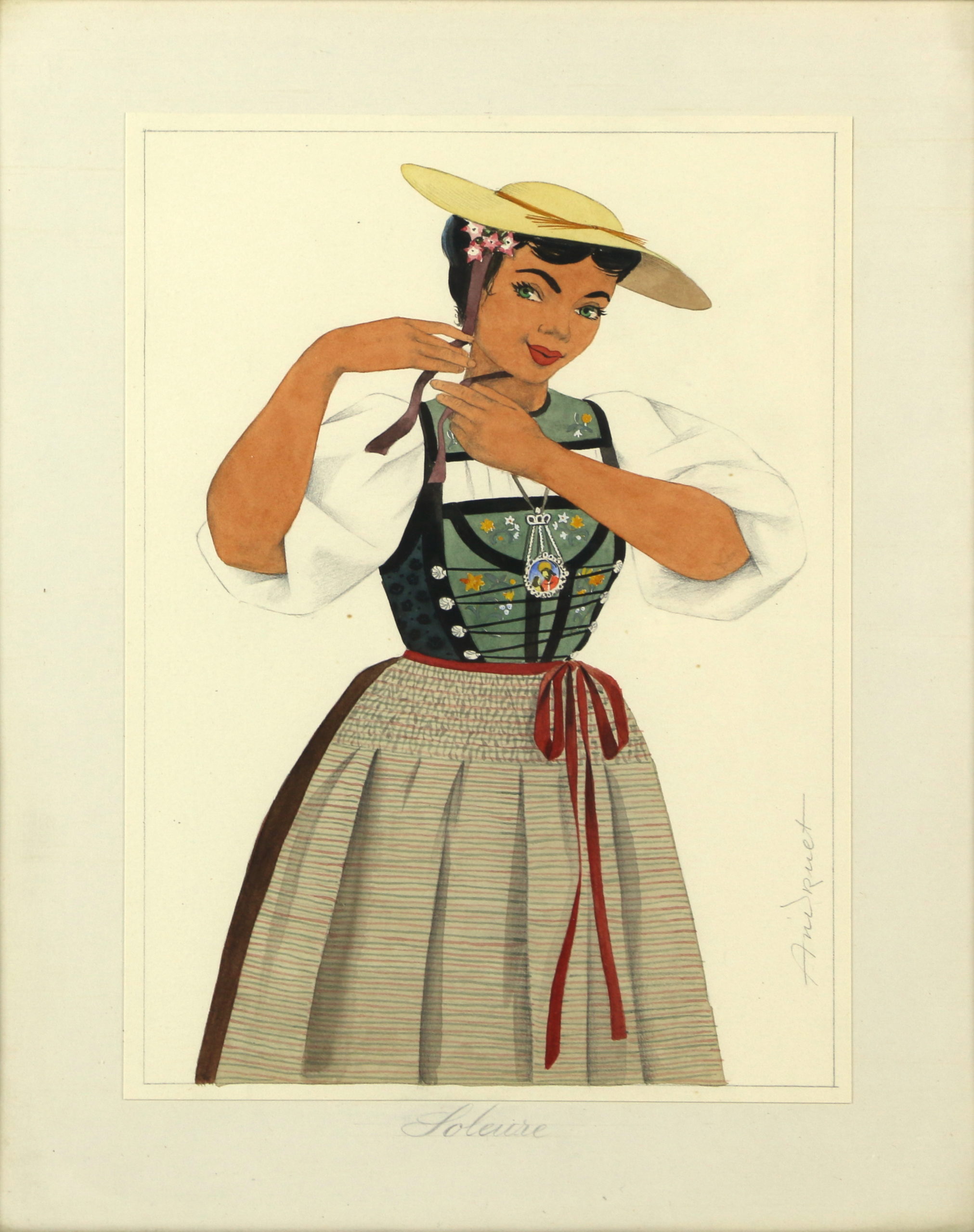 <i>Costume traditionnel Soleure</i>  – Gouache, 24.5x17 cm