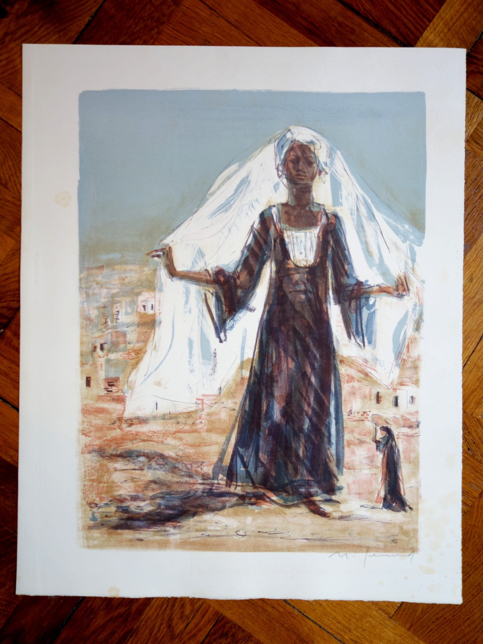 Femme au voile Années 1960 – Lithographie, 56x45 cm