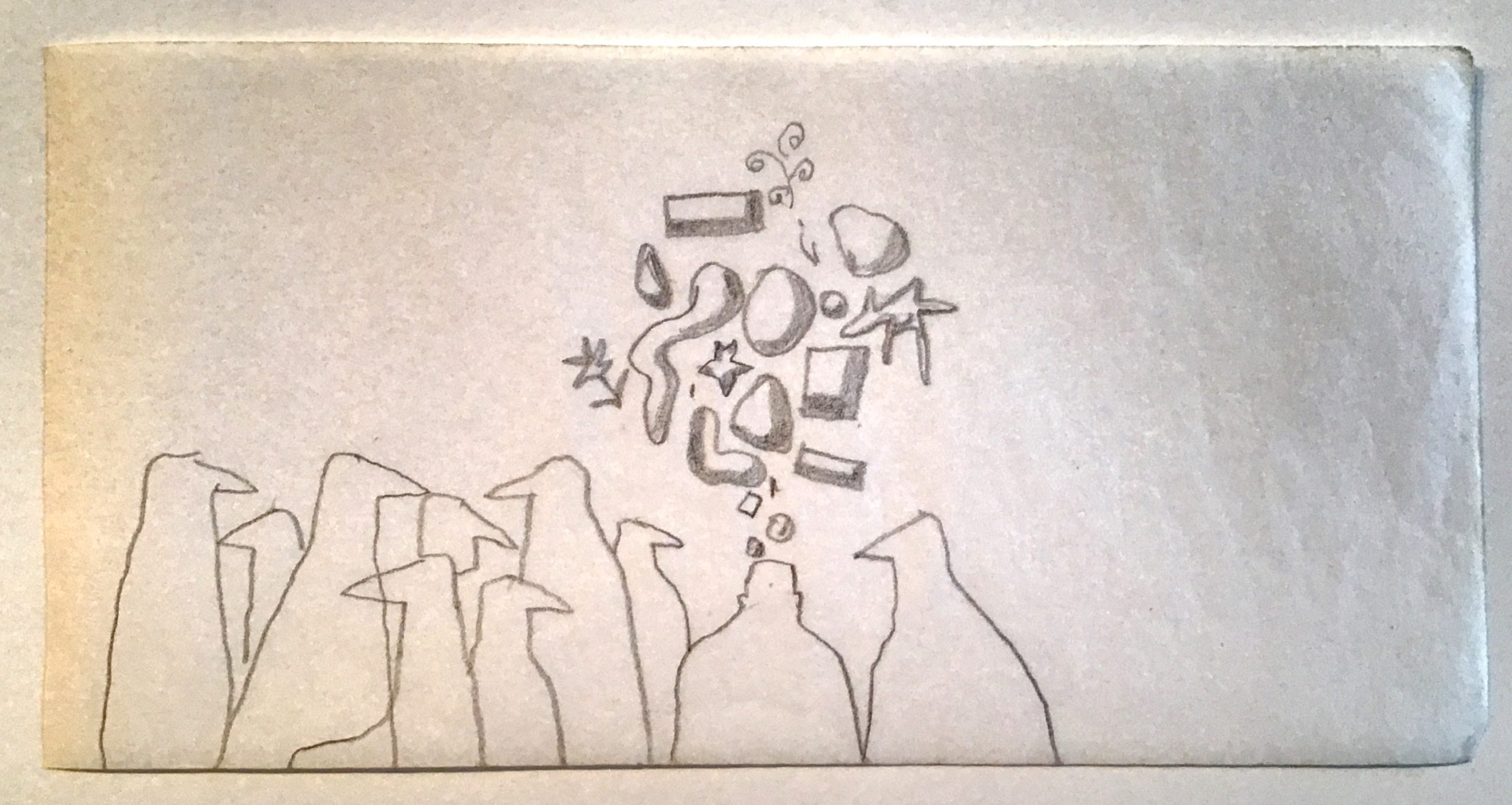 <i>Homme dans une foule réfléchissant</i>  – Crayon, Papier