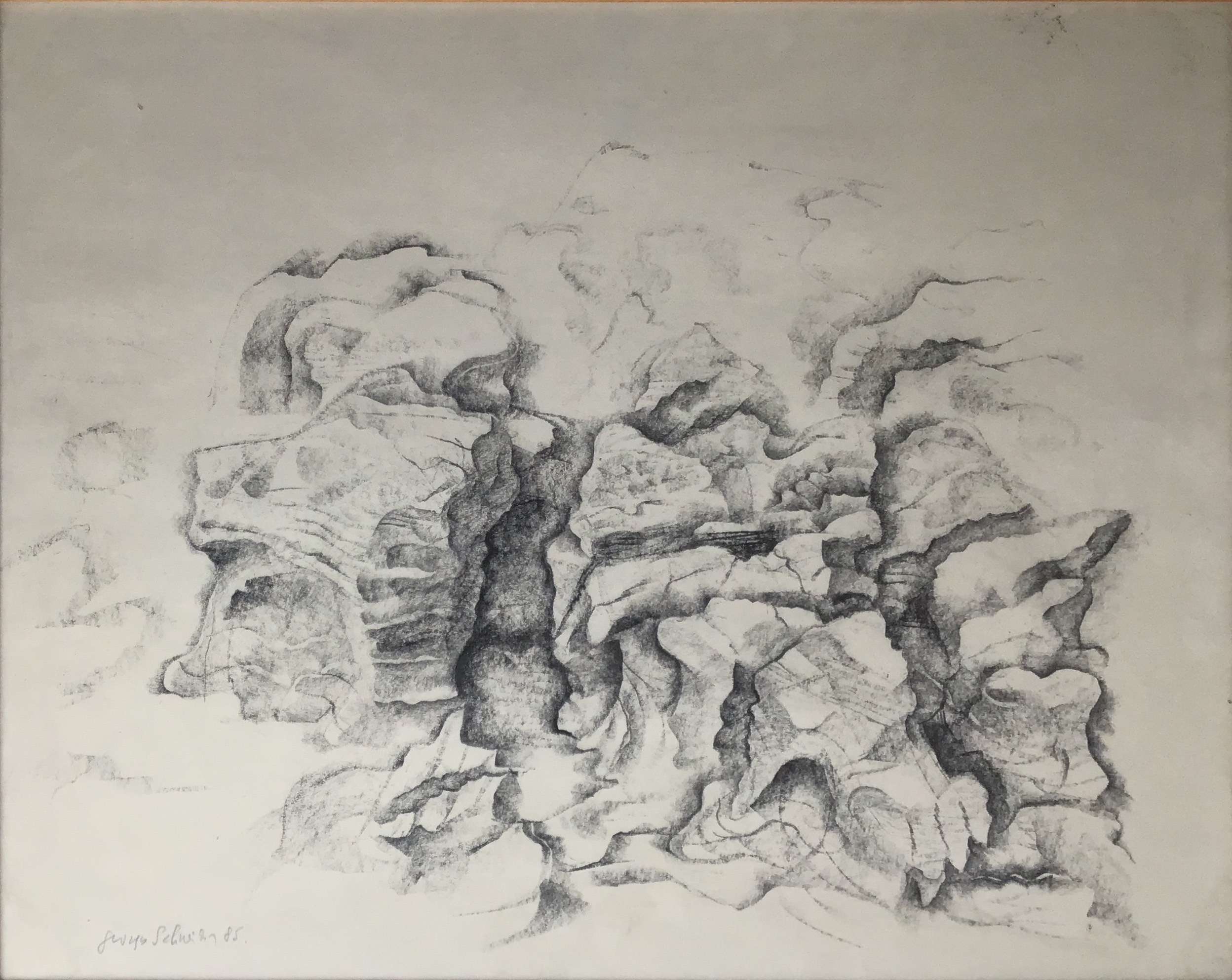 <i>Rochers</i> 1985 – Fusain, Papier